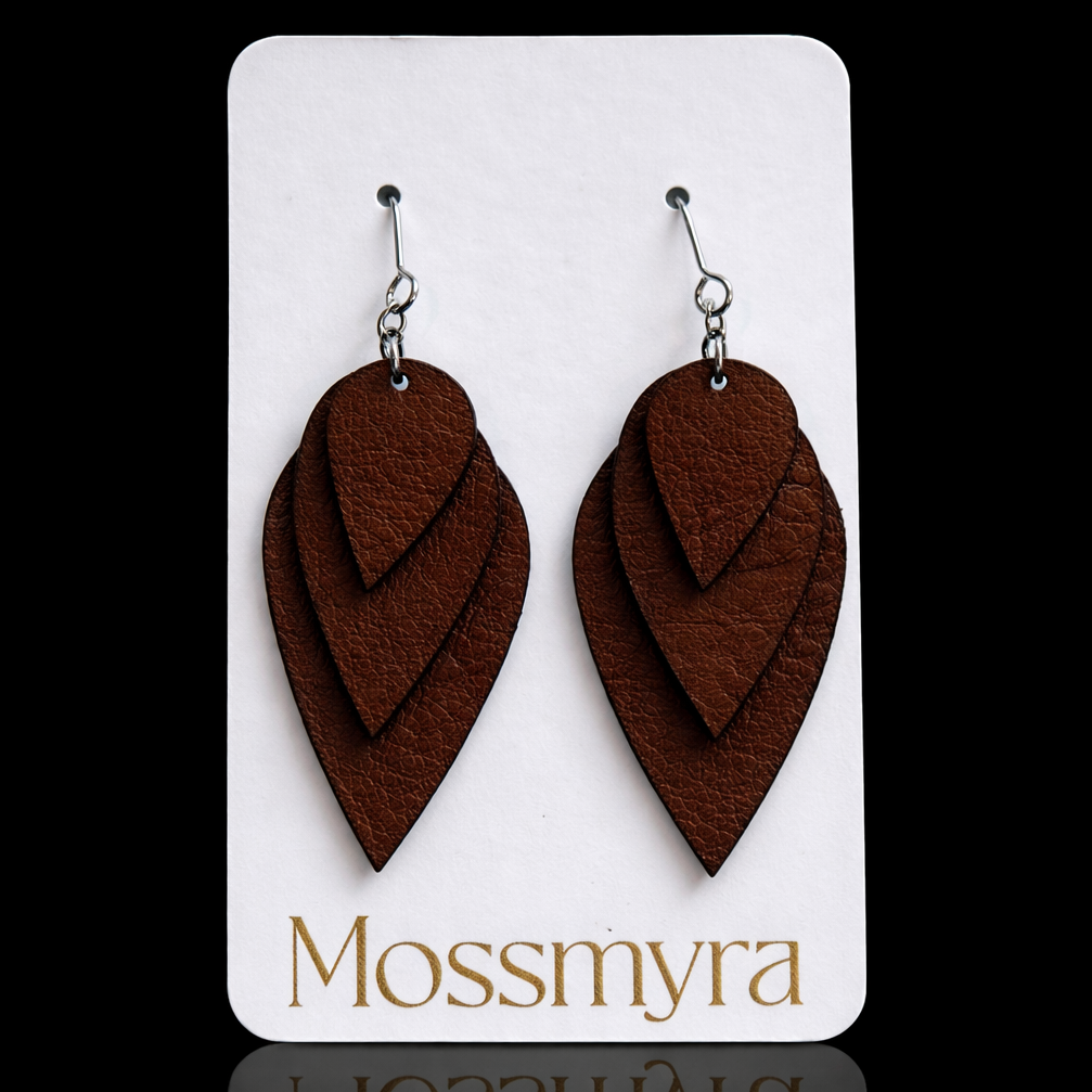 Lövverk - Mörkbruna örhängen i läder